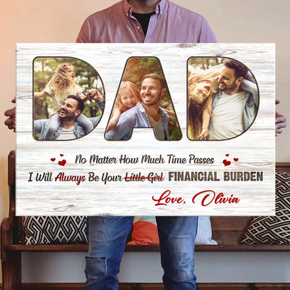 Little Girl Canvas Personalized Photo Gift For Dad From Daughter