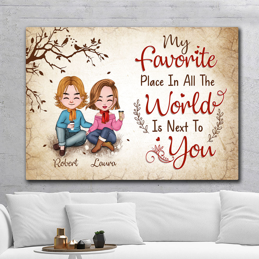 Favorite Place In The World Couple Sitting Personalized Canvas For Couple