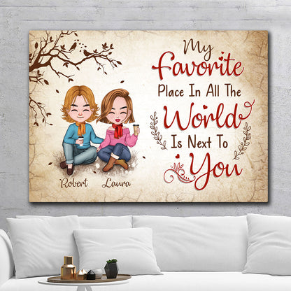 Favorite Place In The World Couple Sitting Personalized Canvas For Couple
