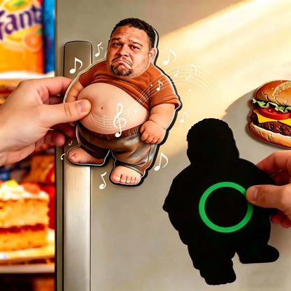 Personalized Squishy Photo & Music Fridge Magnet – Squeeze Belly Magnet with Built-in Sound, Gifts For Men