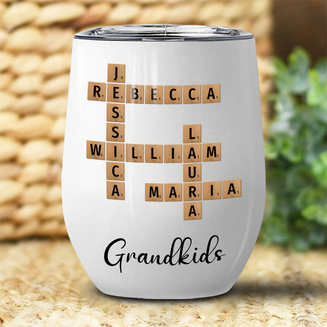 Grandkids Crossword Puzzle Tumbler Personalized Gift For Grandparents