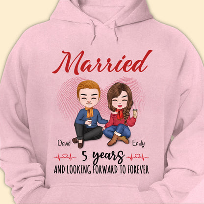 Married 5 Years Matching T-shirt Personalized Anniversary Gift For Couple