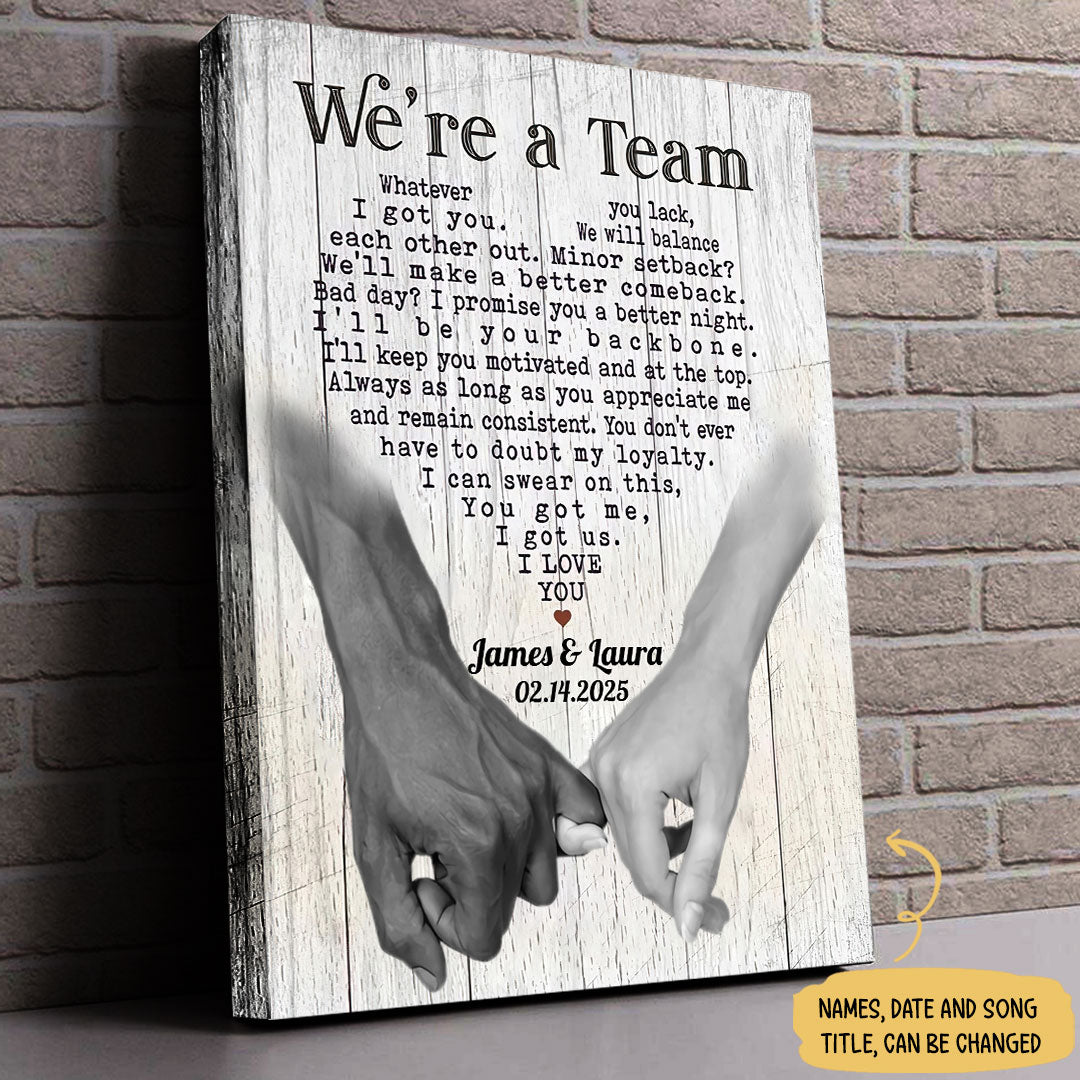 Personalized Pinky Swear We're Team 2 Canvas Anniversary Couple Gift