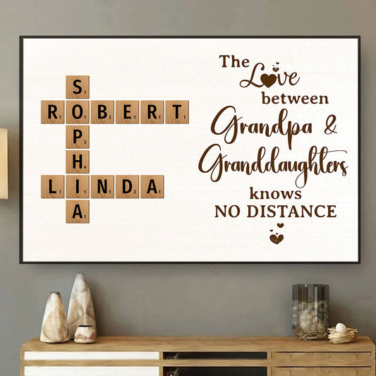 Grandpa & Granddaughter No Distance Crossword Puzzle Personalized Poster For Grandpa For Granddaughter