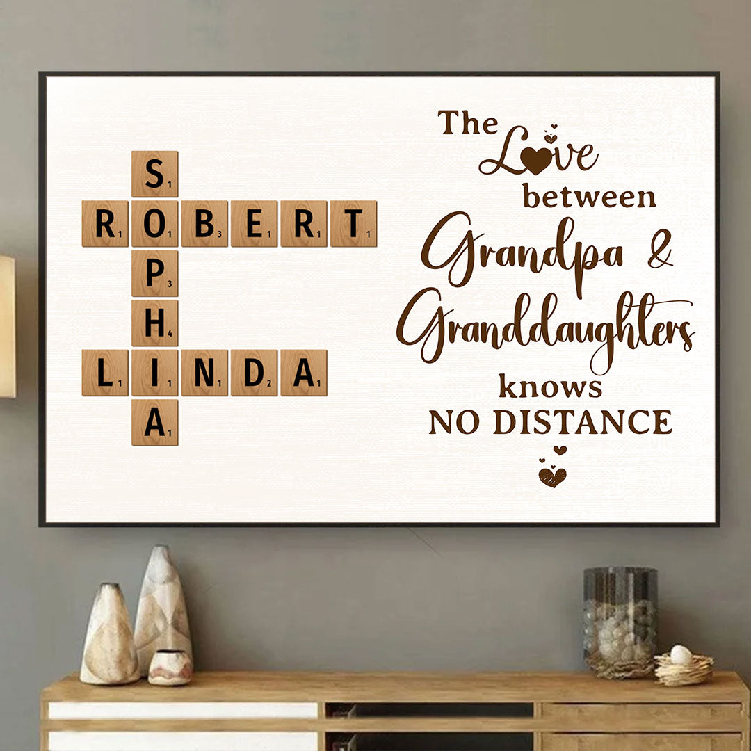 Grandpa & Granddaughter No Distance Crossword Puzzle Personalized Poster For Grandpa For Granddaughter