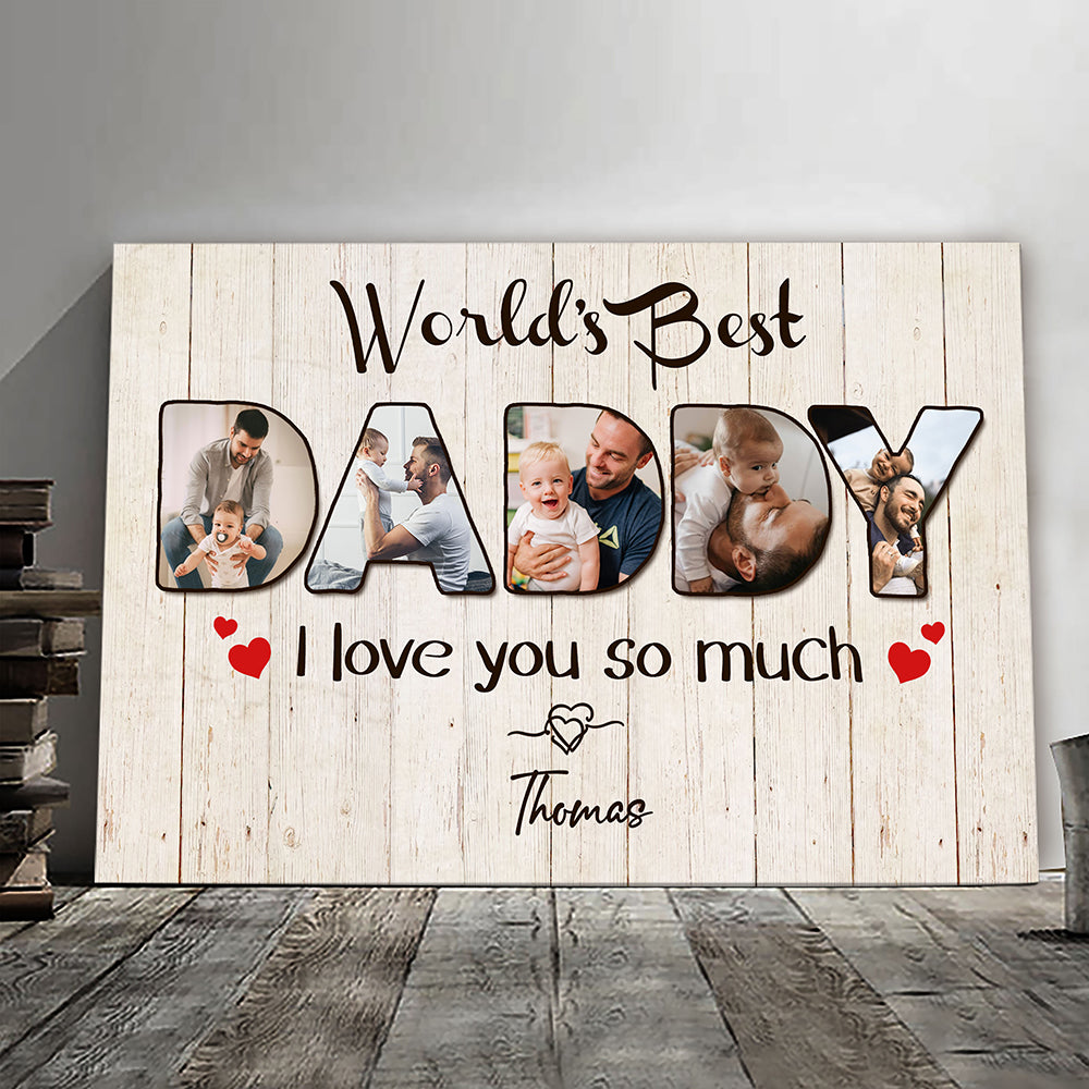 World's Best Daddy Personalized Photo Canvas Gift For Dad