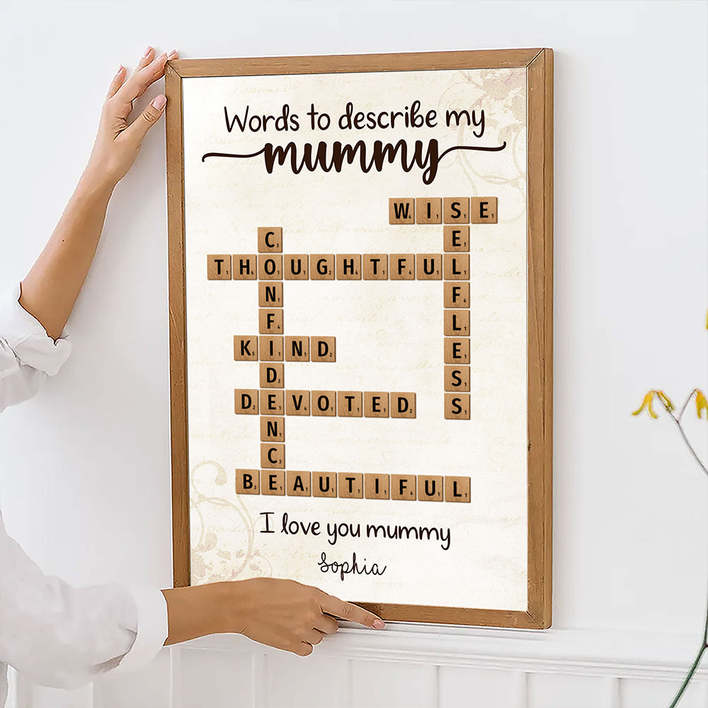 Words To Describe Mummy Crossword Poster Personalized Gift For Mum