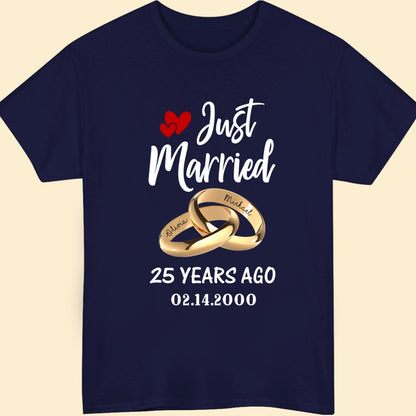 Just Married Couple Matching T-Shirt Personalized  Wedding Anniversary By Year 1-60 Years Gifts