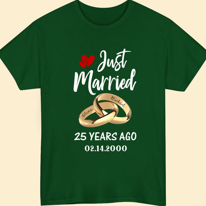 Just Married Couple Matching T-Shirt Personalized  Wedding Anniversary By Year 1-60 Years Gifts