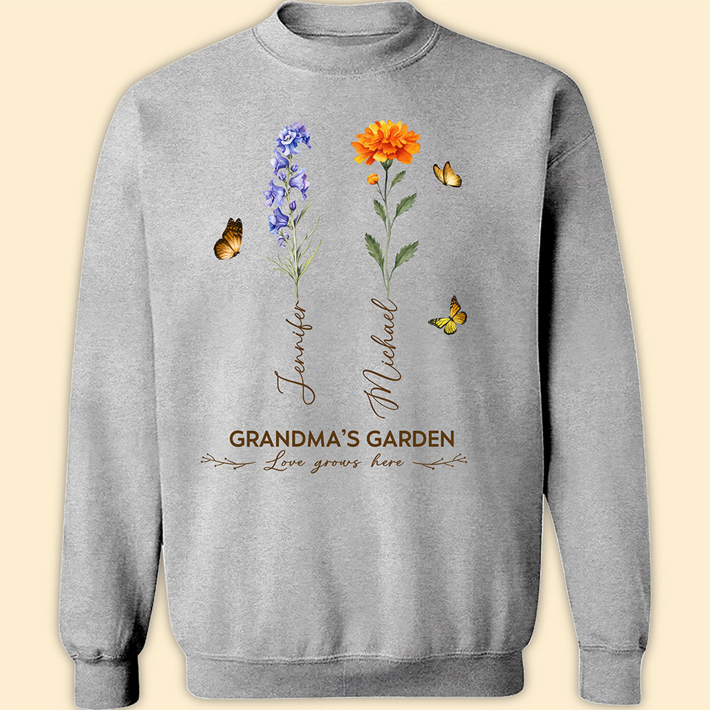 Grandma's Garden Birth Month Flower Personalized Shirt For Grandma