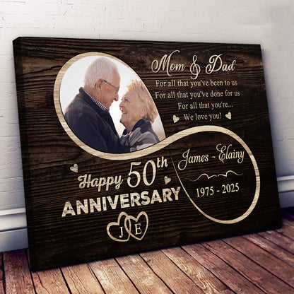 Mom Dad We Love You 50th Anniversary Personalized Canvas For Parent