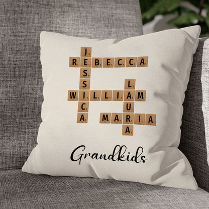 Grandkids Crossword Puzzle Pillow Personalized Gift For Grandparents