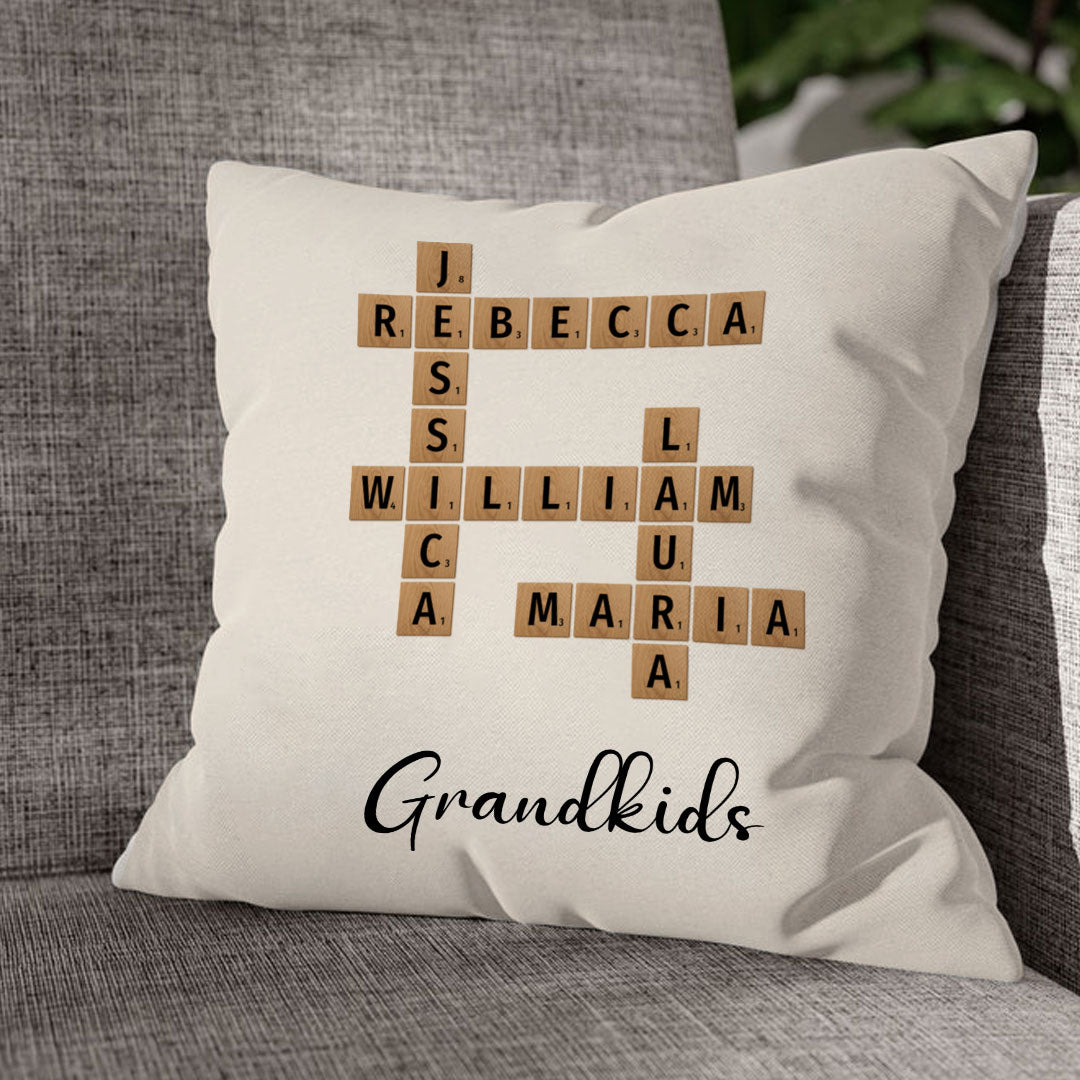 Grandkids Crossword Puzzle Pillow Personalized Gift For Grandparents