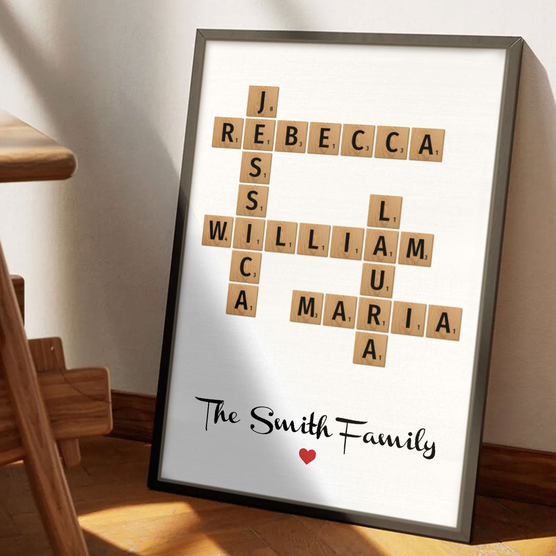 Family Names Crossword Puzzle Poster Personalized Gift For Family