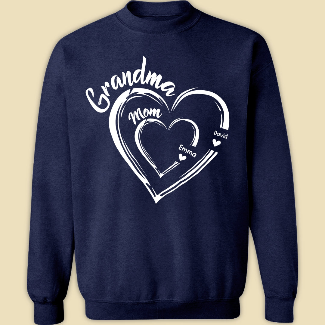Grandma Mom Heart Meaningful T-shirt Personalized Gift For Grandma
