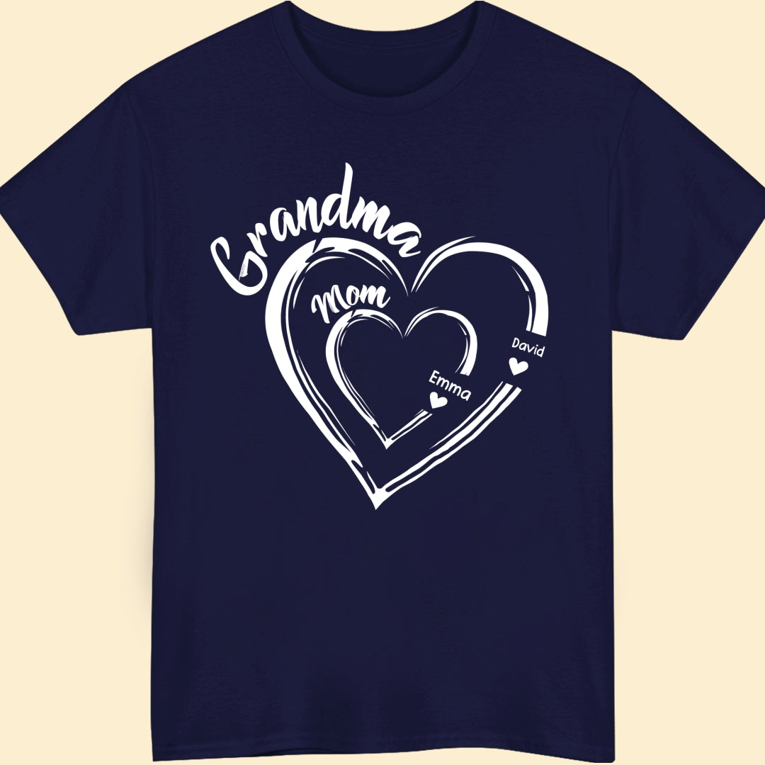 Grandma Mom Heart Meaningful T-shirt Personalized Gift For Grandma