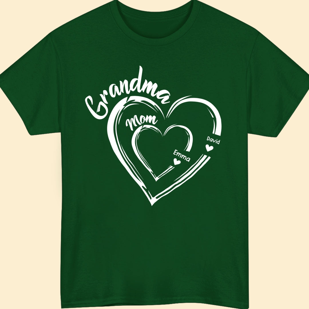 Grandma Mom Heart Meaningful T-shirt Personalized Gift For Grandma