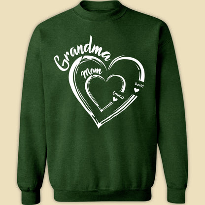 Grandma Mom Heart Meaningful T-shirt Personalized Gift For Grandma