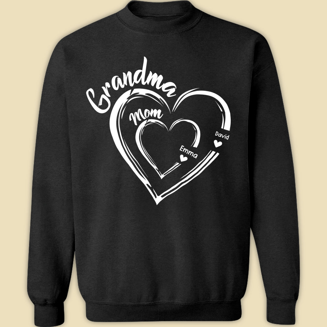 Grandma Mom Heart Meaningful T-shirt Personalized Gift For Grandma