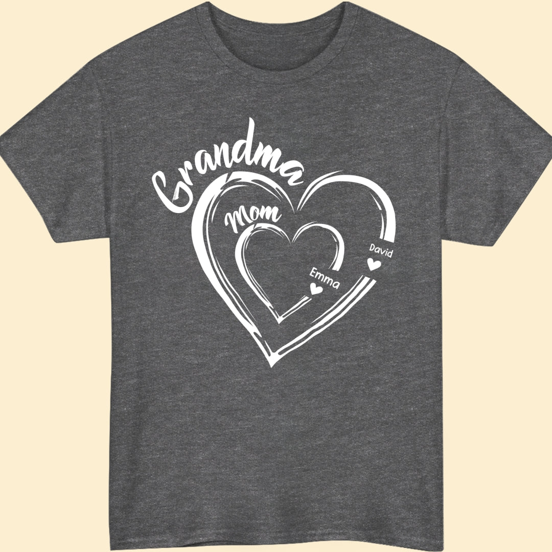 Grandma Mom Heart Meaningful T-shirt Personalized Gift For Grandma