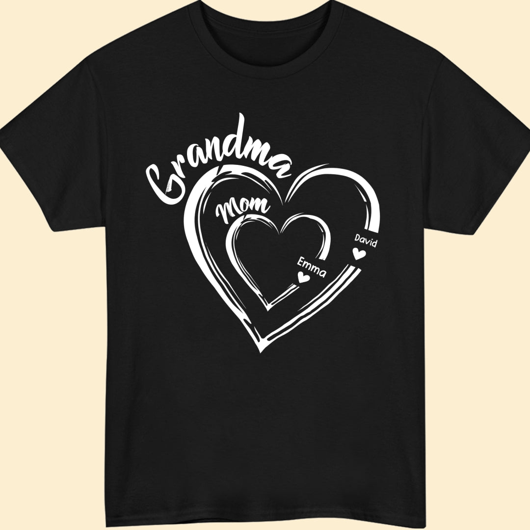 Grandma Mom Heart Meaningful T-shirt Personalized Gift For Grandma