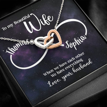 Personalized Gift For Wife We Have Everything Interlocking Hearts Necklace