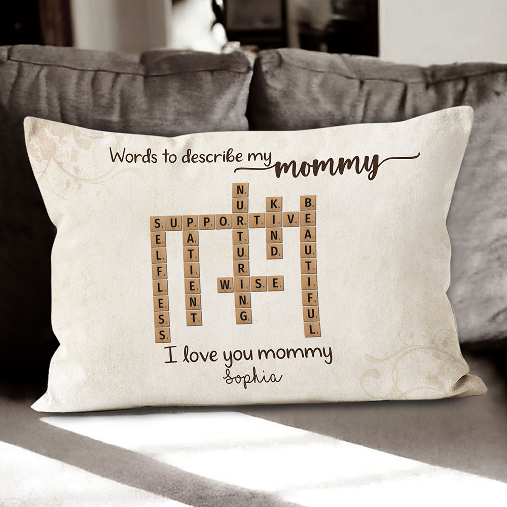 Words To Describe Mommy Crossword Pillow Personalized Gift For Mom
