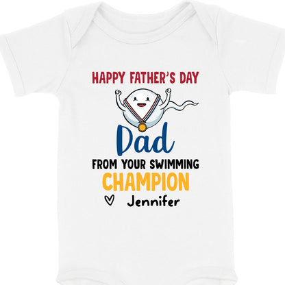 From Your Swimming Champion Baby Onesie Personalized Father's Day Gift