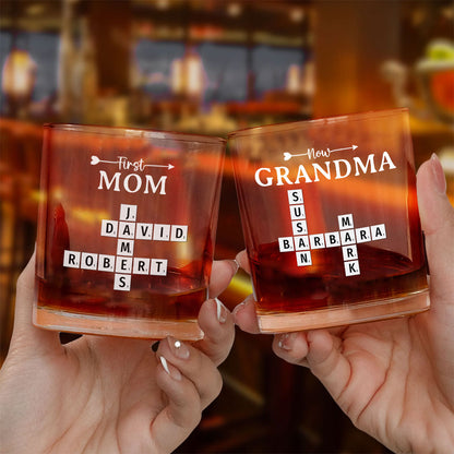 Now Grandma Crossword Puzzle Whiskey Glass Personalized Gift For Grandma