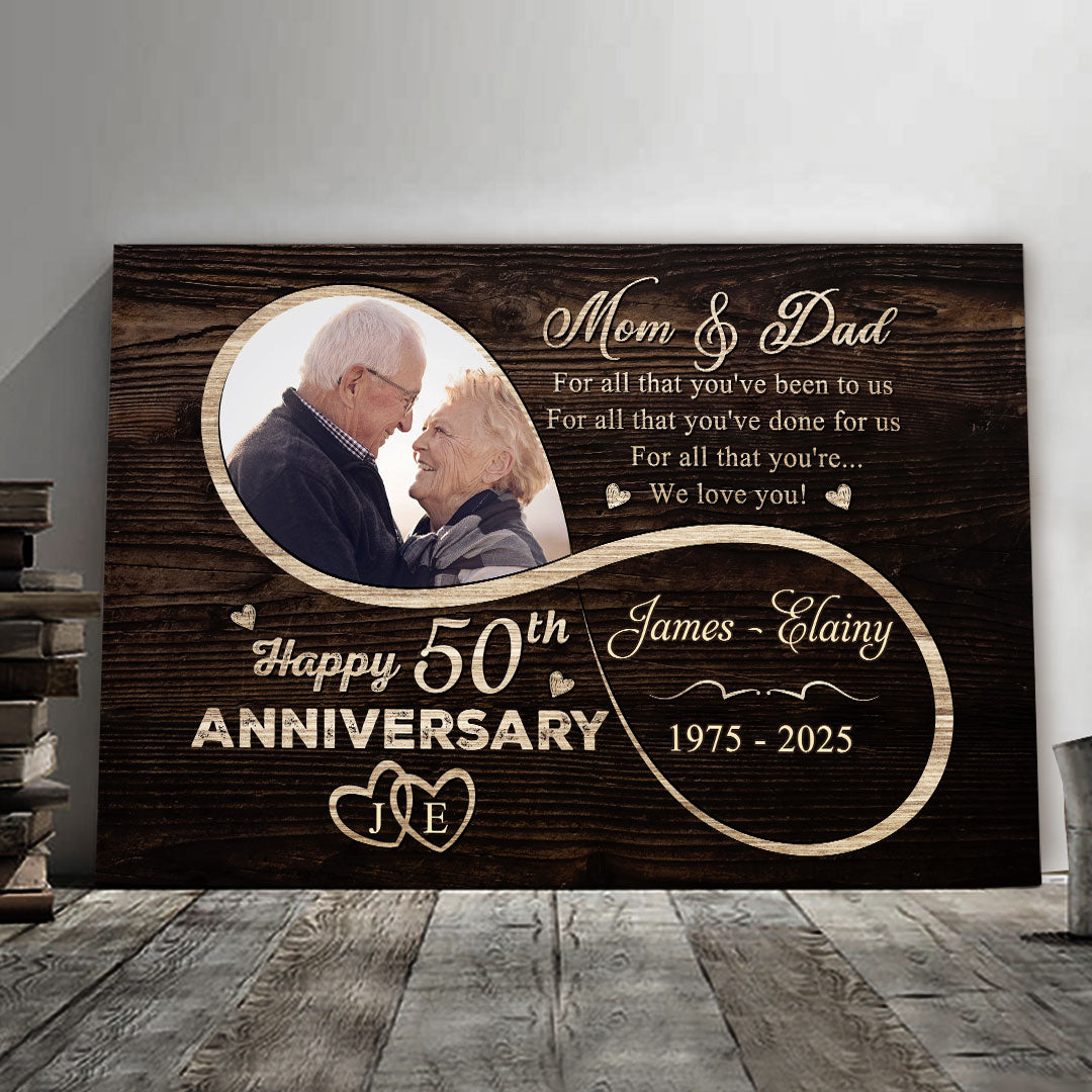 Mom Dad We Love You 50th Anniversary Personalized Canvas For Parent