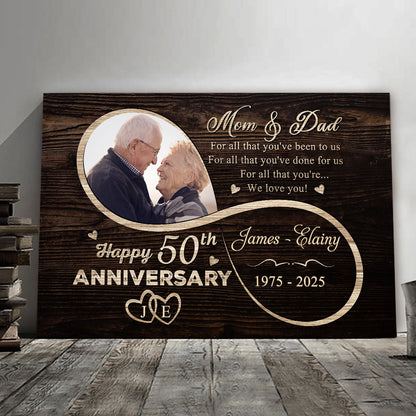 Mom Dad We Love You 50th Anniversary Personalized Canvas For Parent