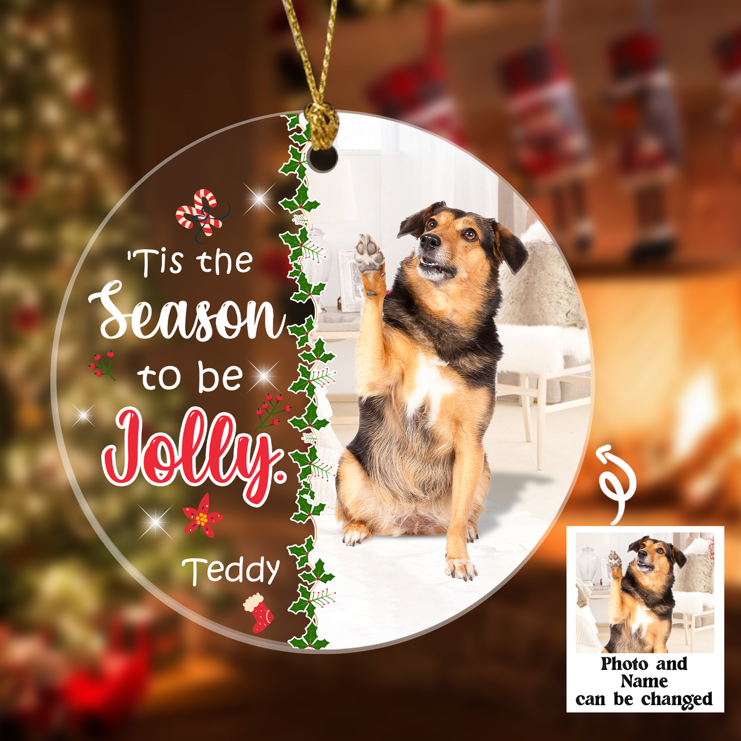 Tis The Season To Be Jolly Ornament Personalized Gift For Dog Lovers