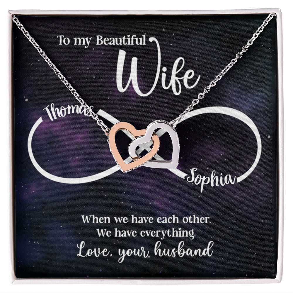 Personalized Gift For Wife We Have Everything Interlocking Hearts Necklace