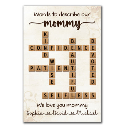 Words To Describe Mommy Crossword Canvas Personalized Gift For Mom