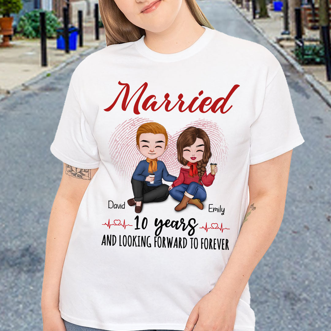 Married 10 Years Matching T-shirt Personalized Anniversary Gift For Couple