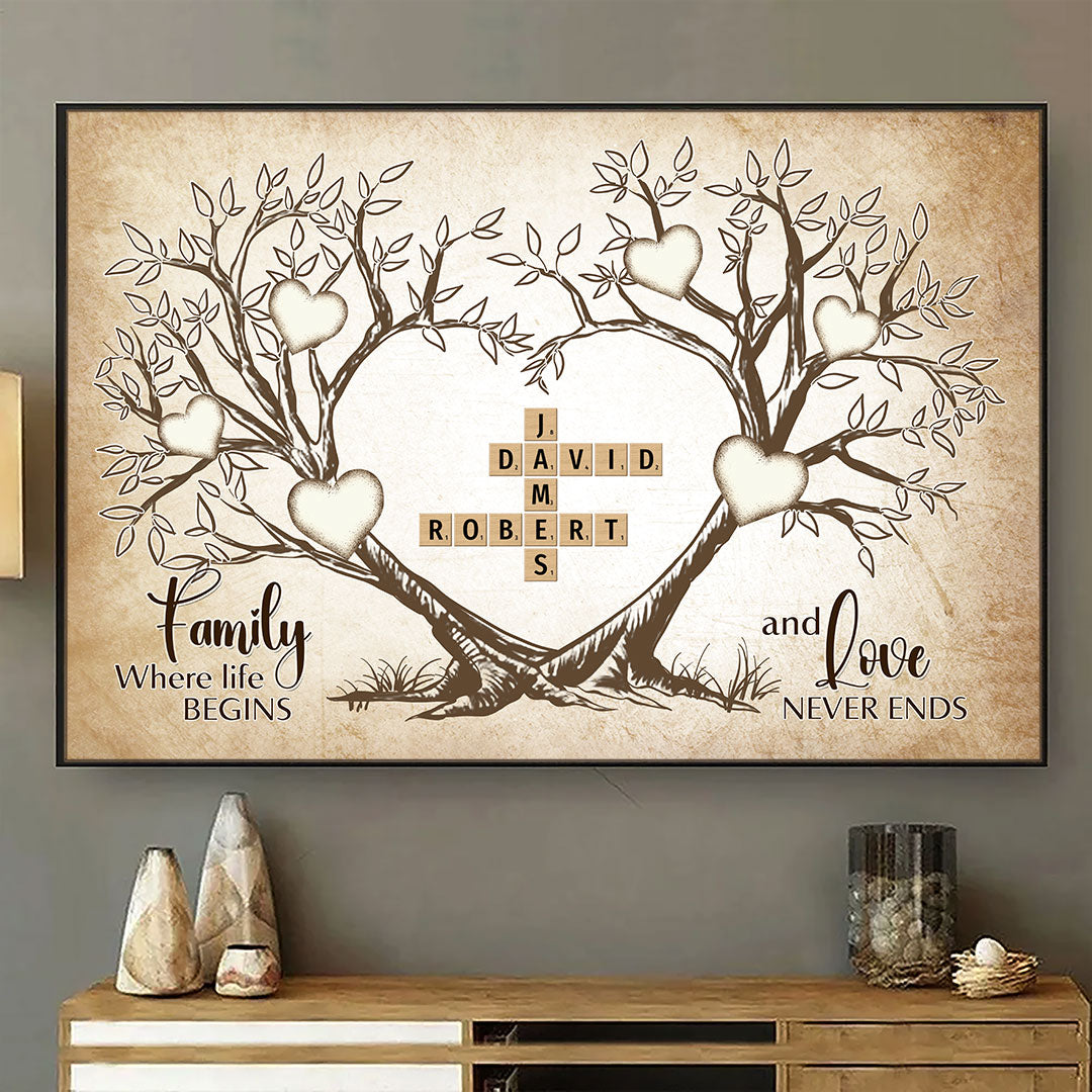Love Never Ends Crossword Puzzle Poster Personalized Gift For Family