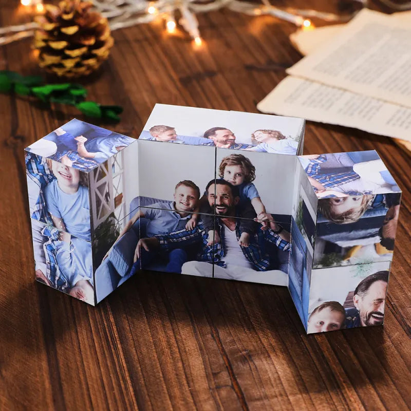 Custom Photo Cube Infinity Folding Multiphoto Cube Gifts For Dad