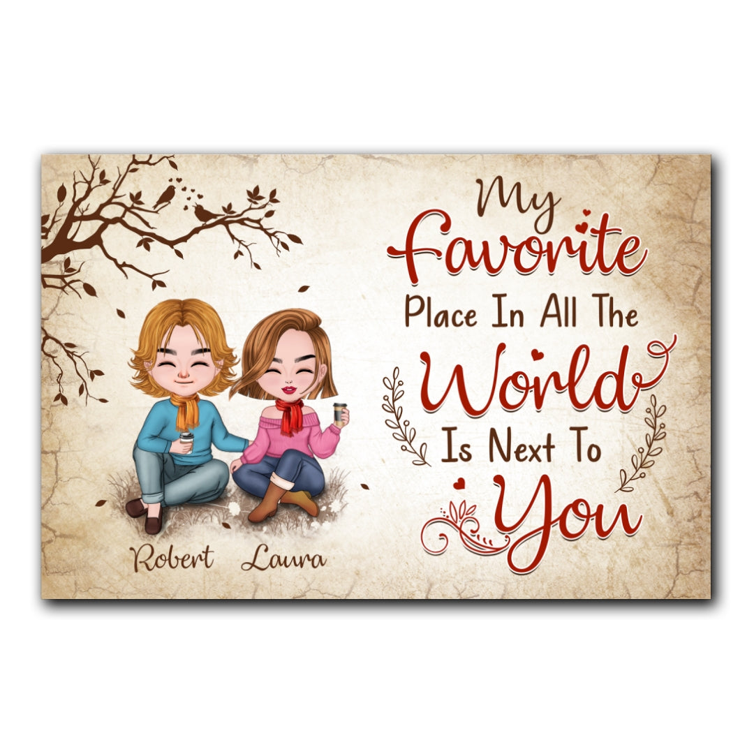 Favorite Place In The World Couple Sitting Personalized Canvas For Couple