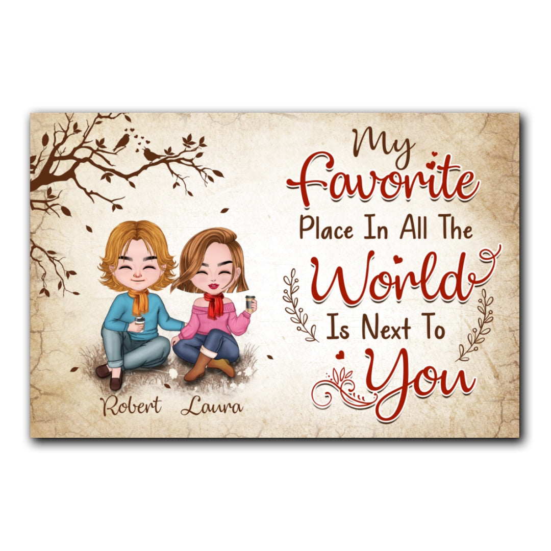 Favorite Place In The World Couple Sitting Personalized Canvas For Couple