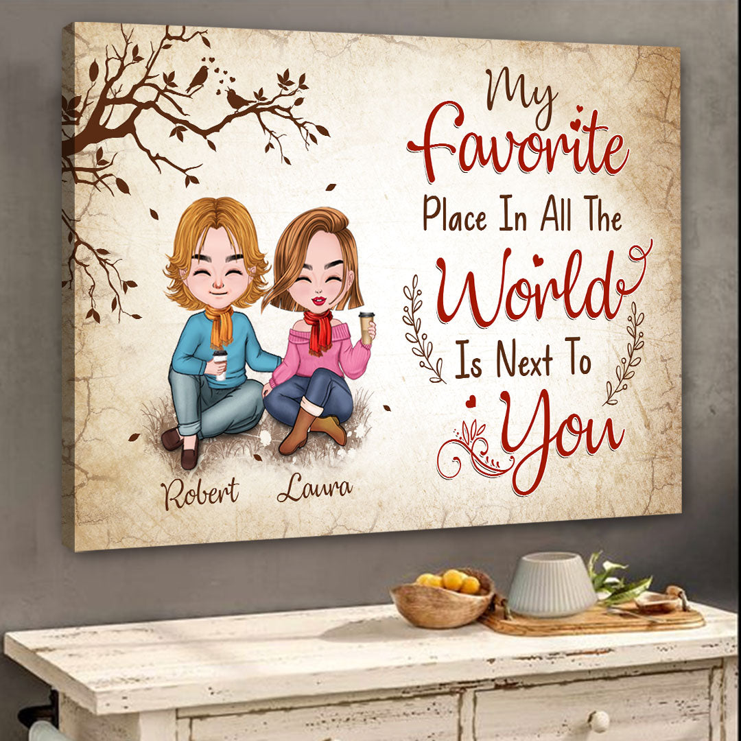 Favorite Place In The World Couple Sitting Personalized Canvas For Couple