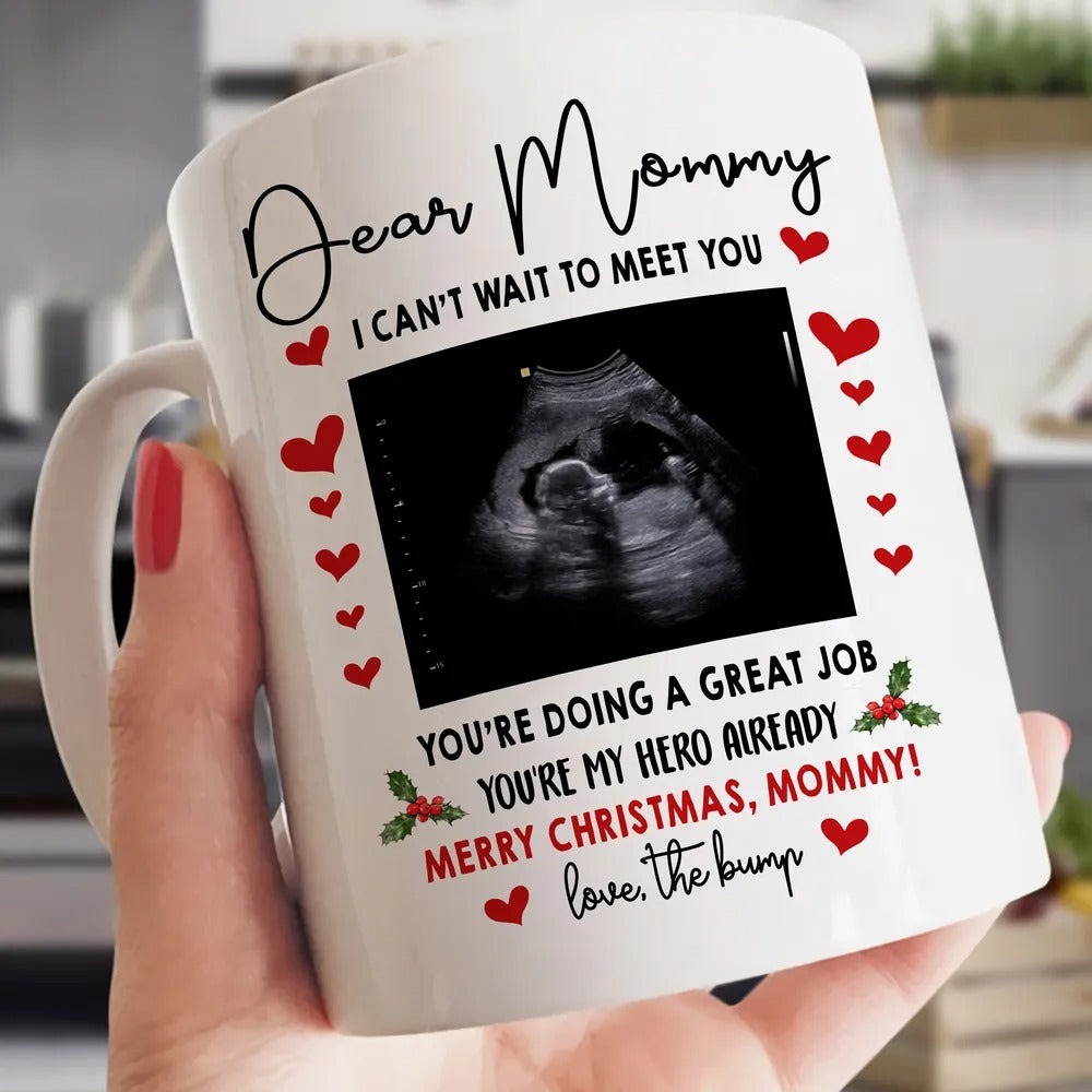 Personalized Christmas Gift For Mommy To Be My Hero Ultrasound Sonogram Mug