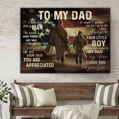 Little Boy To My Dad Hunting Poster, Canvas Gift For Dad From Son