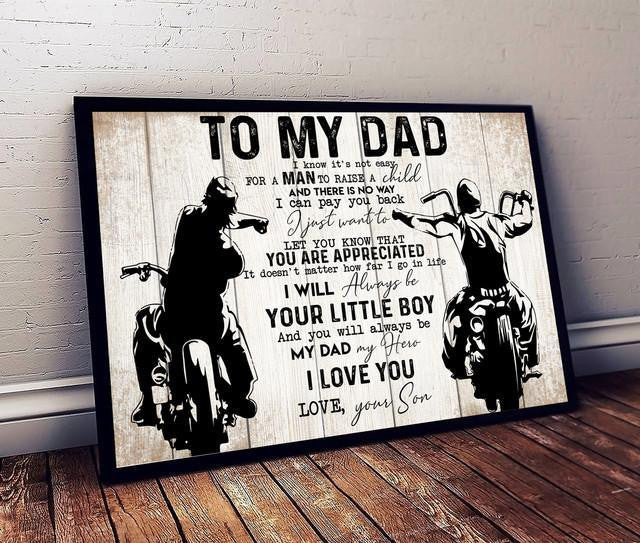 To My Dad You Are Appreciated Biker Dad Canvas Gift For Dad From Son