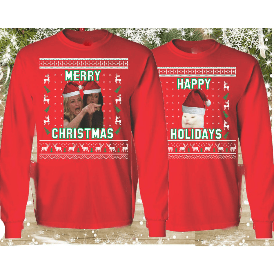 Woman Yelling At A Cat Meme Christmas Sweatshirt Gift For Cat Lover