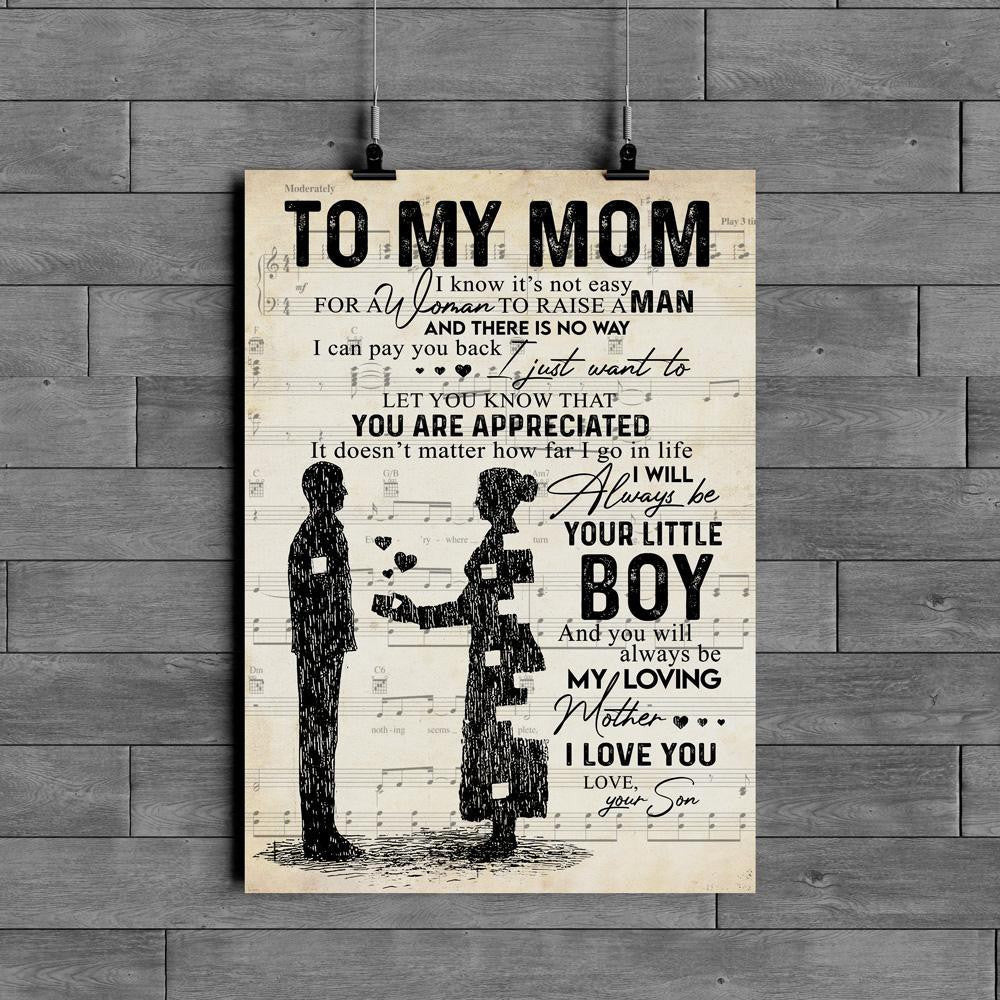 To My Mom You Are Appreciated I Love You Poster Gift To Mom From Son 