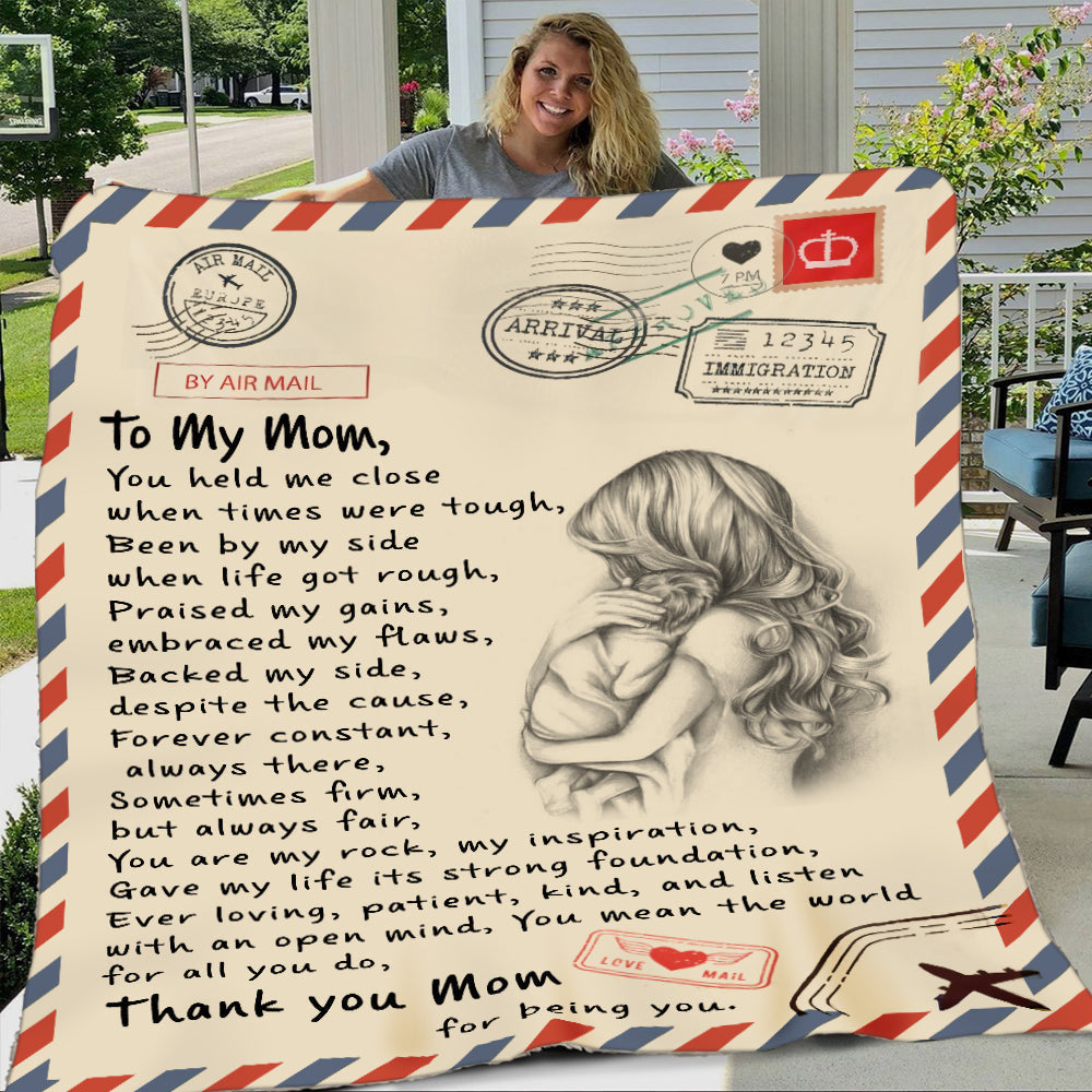 To My Mom Air Mail Blanket Fleece Blanket