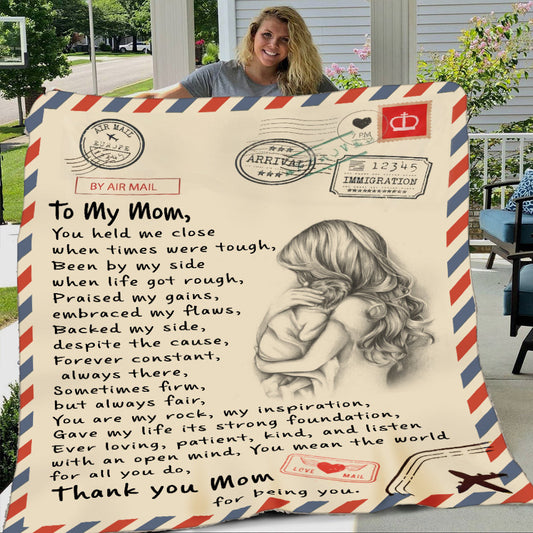To My Mom Air Mail Blanket Fleece Blanket