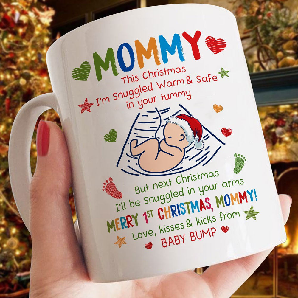 Christmas Gift For Mom To Be Baby Snuggled Up This Christmas Mug