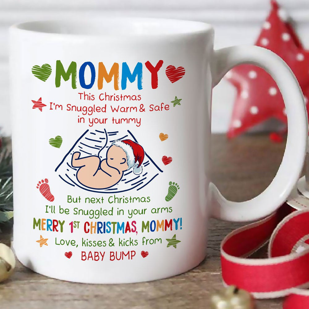 Christmas Gift For Mom To Be Baby Snuggled Up This Christmas Mug