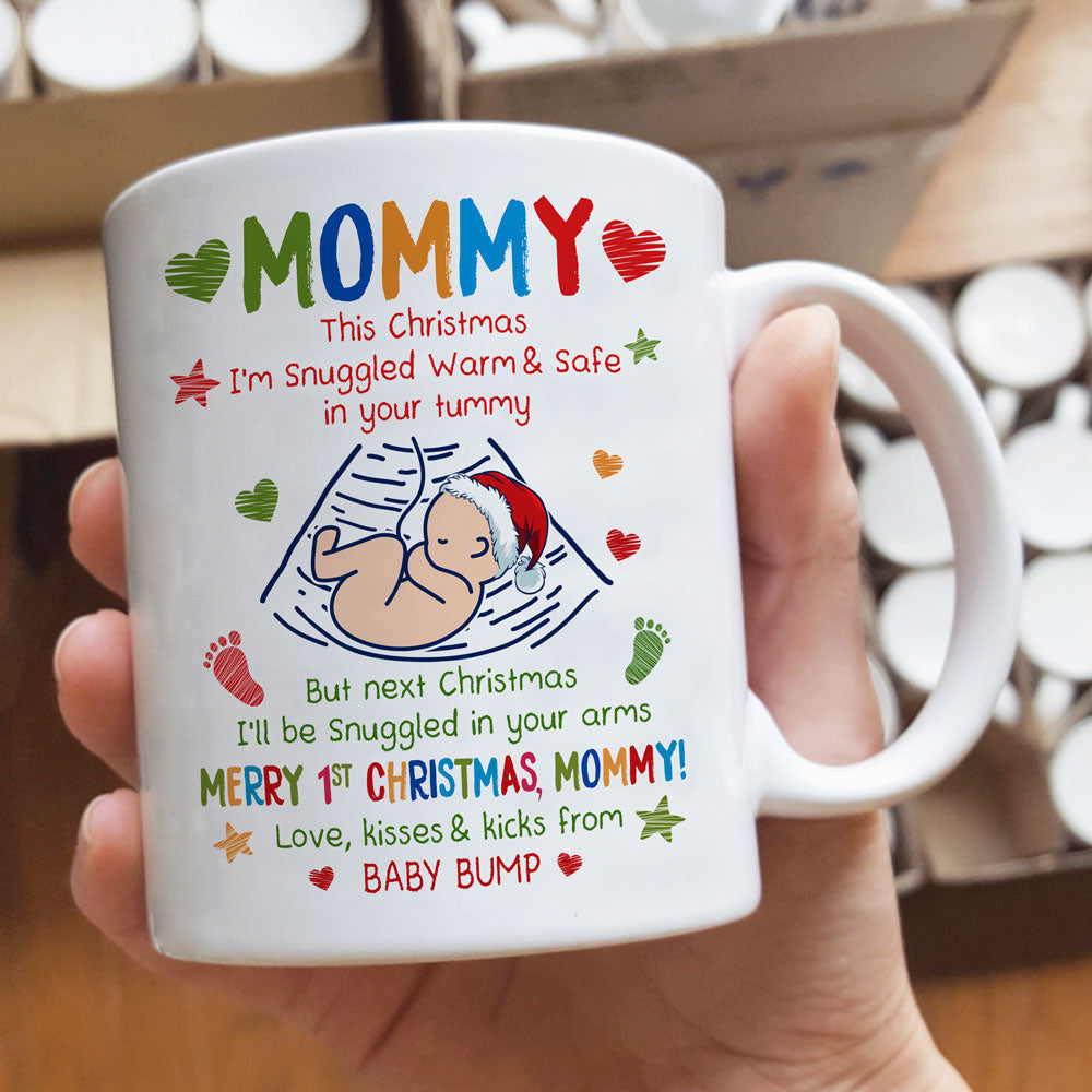Christmas Gift For Mom To Be Baby Snuggled Up This Christmas Mug